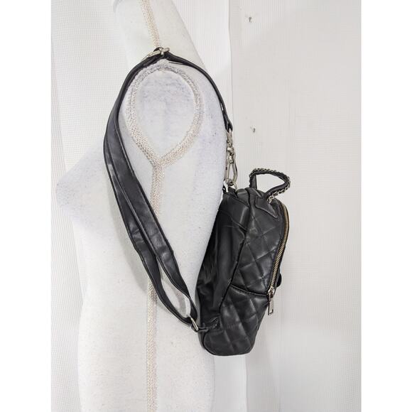 STEVE MADDEN! MADDEN NYC BLACK QUILTED VEGAN LEATHER MINI BACKPACK, PURSE, BAG! - Picture 4 of 11